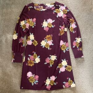 LOFT Burgundy Floral Women's Casual Dress